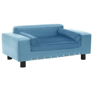 Sofa dla psa, turkusowa, 81x43x31 cm, plusz i sztuczna skóra