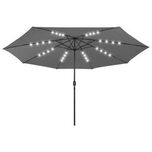 Parasol ogrodowy z LED i metalowym słupkiem, 400 cm, antracyt