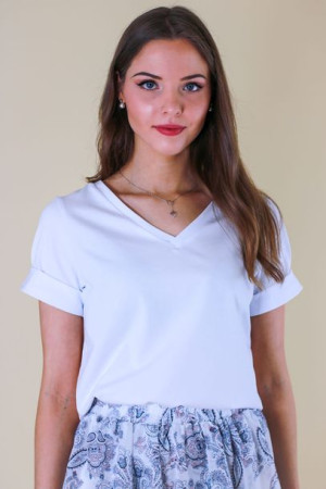 T-shirt koszulka damska krótki rękawek biała - LONA