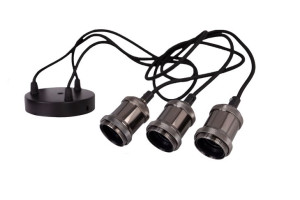 Lampa sufitowa wisząca czarny chrom potrójna oprawa LOFT RETRO DESIGN E27
