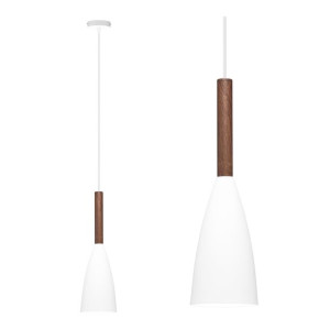 Lampa Sufitowa Wisząca Nordic Drewno Biała