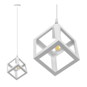 Lampa Sufitowa Wisząca Kostka Biała Nowoczesna E27