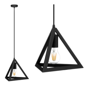 Lampa Sufitowa Wisząca Industrial Trójkąt Czarna Nowoczesna E27