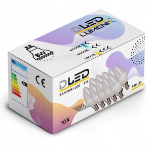 10x Żarówka LED E14 858lm 8W świeczka CCD NEUTRALNA