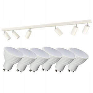 Lampa sufitowa biała 6x SPOT na GU10 + 6x GU10 8W ZIMNA