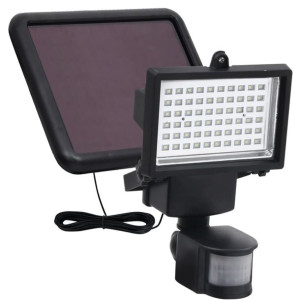 Ogrodowy reflektor solarny LED z czujnikiem, czarny