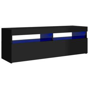Szafka TV z LED, czarna, wysoki połysk, 120x35x40 cm