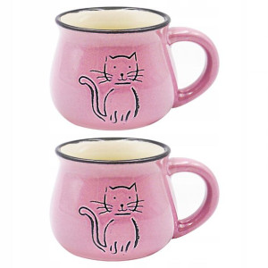 Zestaw 2x Stylowa Filiżanka Espresso Kot 90ml Róż