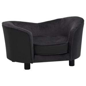 Sofa dla psa, czarna, 69x49x40 cm, plusz i sztuczna skóra