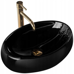 Umywalka Ceramiczna Nablatowa LINDA BLACK Rea