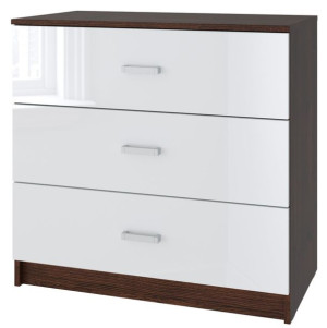 Komoda 80 LOFT3 biały połysk laminat / wenge