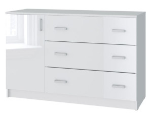 Komoda 1D3S 120 LOFT4 biały połysk laminat / biały