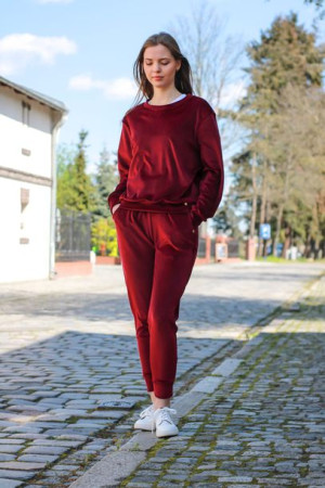 Dres komplet welurowy w kolorze bordowym - LONA