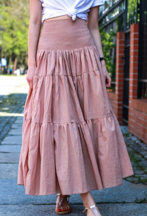 Spódnica boho kolor karmelowy maxi falbany LONA