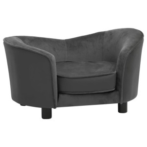 Sofa dla psa, ciemnoszara, 69x49x40 cm, plusz i sztuczna skóra