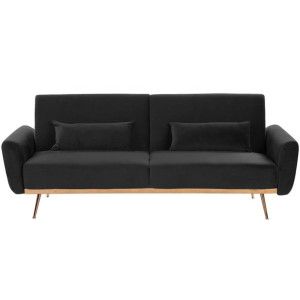 Sofa rozkładana welurowa czarna EINA