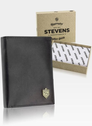 Portfel Męski Skórzany STEVENS Ochrona RFID Cienki SLIM