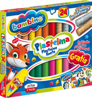 BAMBINO Plastelina szkolna okrągła 24 kolory + PODKŁADKA