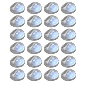 Lumarko Solarne lampy ścienne LED do ogrodu, 24 szt., okrągłe, srebrne