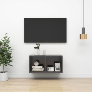 Lumarko Wisząca szafka pod TV, szara, 37x37x72 cm, płyta wiórowa