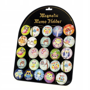 Magnesy Na Lodówkę Szklane Sowy Sowa Zestaw 25szt
