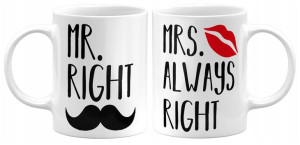 Zestaw 2 Kubków - Mr. Right & Mrs. Always Right