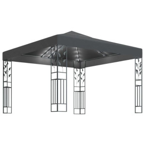 Altana ze sznurem lampek, 3x3 m, antracytowa