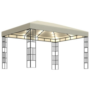 Altana ze sznurem lampek, 3x4 m, kremowa