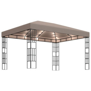 Altana ze sznurem lampek, 4x3 m, kolor taupe