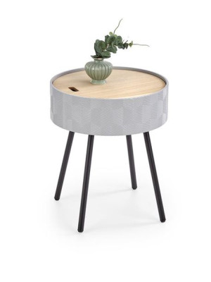 Ława okrągła AURA SZARA/DREWNO Scandi