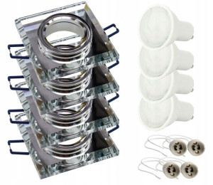 Zestaw 4x oprawa halogenowa SZKLANA kwa + LED 5W