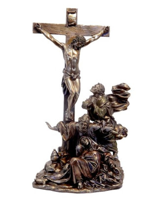 Prezent dla księdza Chrystus na krzyżu , Jan, Maria i Magdalena rozpaczając