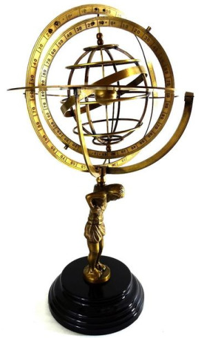 Duże astrolabium sferyczne, mosiężne z symbolicznym Atlasem