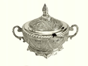 Cukiernica z łyżeczką platerowana srebrem grawer w opcji