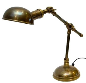 Mosiężna lampa mosiężna na biurko regulowana w stylu kolonialnym