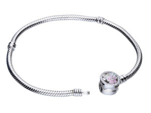 Srebrna Bransoleta Do Pandora Charms Kwiaty 20cm