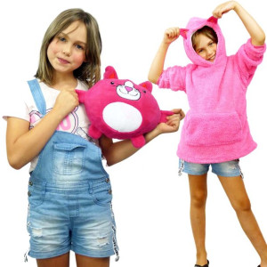 Bluza dziecięca różowa z kapturkiem poduszka 2w1