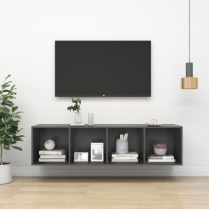 Lumarko Wisząca szafka TV, szara, 37x37x142,5 cm, płyta wiórowa