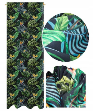 ZASŁONA MONSTERA zielony liść ZASŁONY 140x250 cm