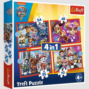 Puzzle 4w1 Psi Patrol W Mieście Trefl