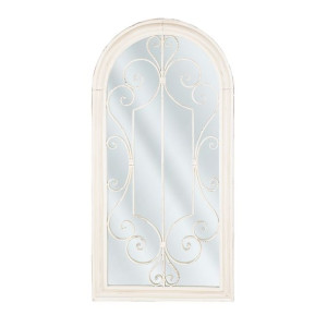 Metalowe lustro ścienne okno 50 x 98 cm złamana biel CAMPEL