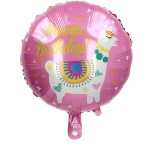 Balon 18" Lama Happy Birthday Różowa
