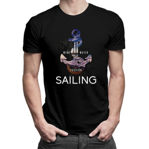 Wind, water, passion, sailing koszulka dla żeglarza