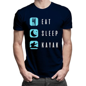 Eat, sleep, kayak - męska koszulka z nadrukiem prezent