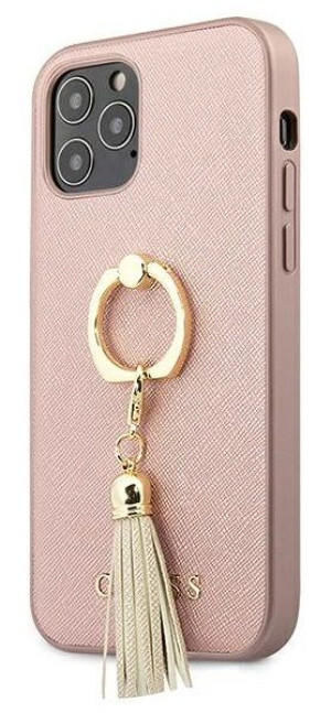 Guess Saffiano Ring | Etui do iPhone 12 Pro Max - PINK