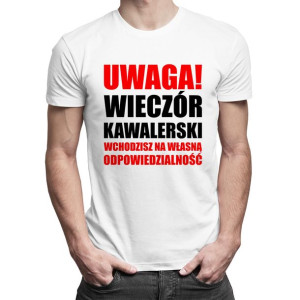Uwaga! Wieczór kawalerski koszulka prezent dla pana młodego