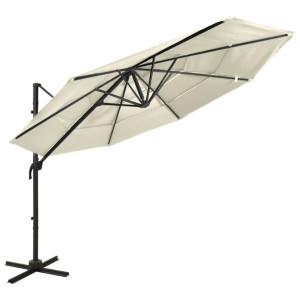 Lumarko 4-poziomowy parasol na aluminiowym słupku, piaskowy, 3x3 m