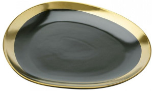 Talerz do serwowania Vibrations 27 cm grafitowo-złoty sfmeble