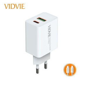 Ładowarka sieciowa VIDVIE PLE235C-Q 1xUSB + 1xType C + kabel Type C/Lightni