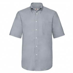 Koszula męska z krótkim rękawem Oxford Fruit of the Loom Oxford Grey M
